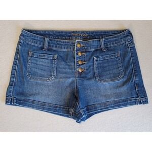 Maurices Womens Blue Denim Jean Shorts Mid Rise Button Fly Size 11/12 Stretch